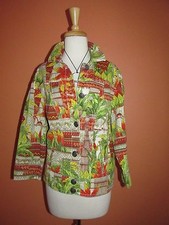 Chico's Size 2 M 12-14 Colorful Jungle Monkey Print Jacket Blazer