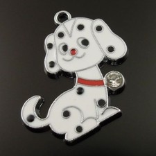 DOG PET ANIMAL white crystal SILVER pendant women 20" necklace FREE GIFT BOX