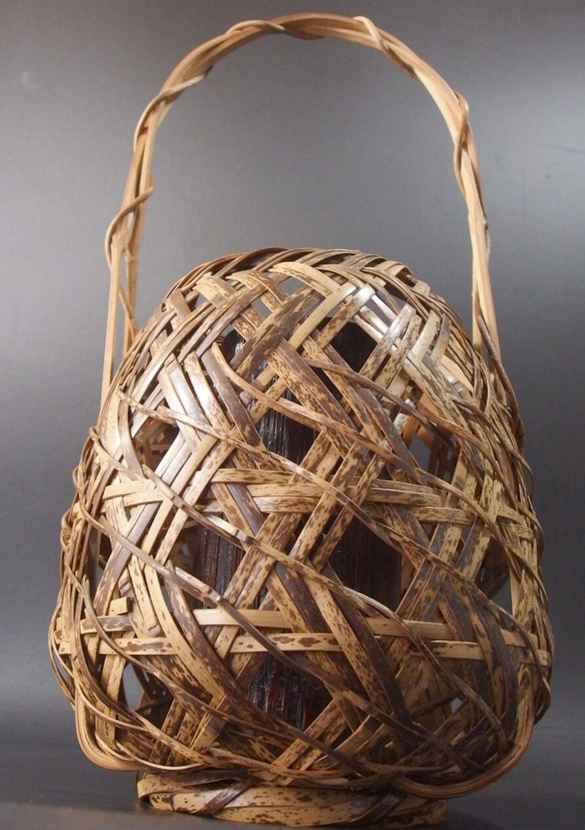 bb2109 JAPANESE BAMBOO FLOWER BASKET ＆ VASE 14.5 inch / 37