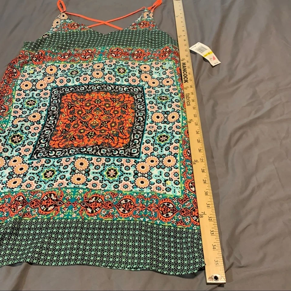 Vestido de sol GB Giani Binni para mujer verde y naranja neón "Paisley" talla M nuevo con etiquetas Foto 2 de 4