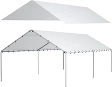 10x20 Carpa Reemplazo De Lona Cubierta Gris Con 44 Cuerdas EláSticas Impermeable