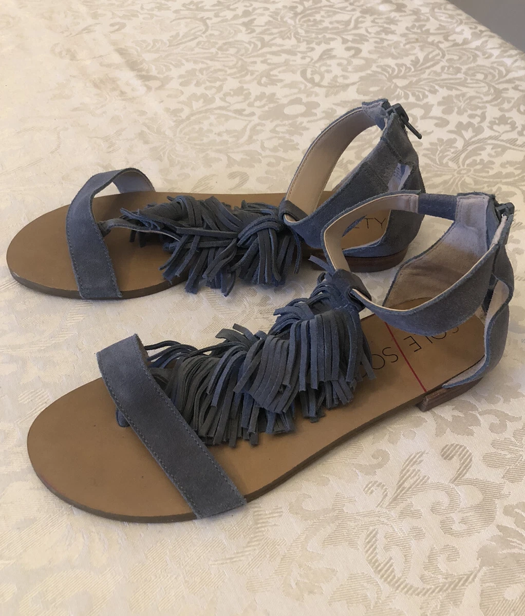 Sole society koa fringe flat sandal sale