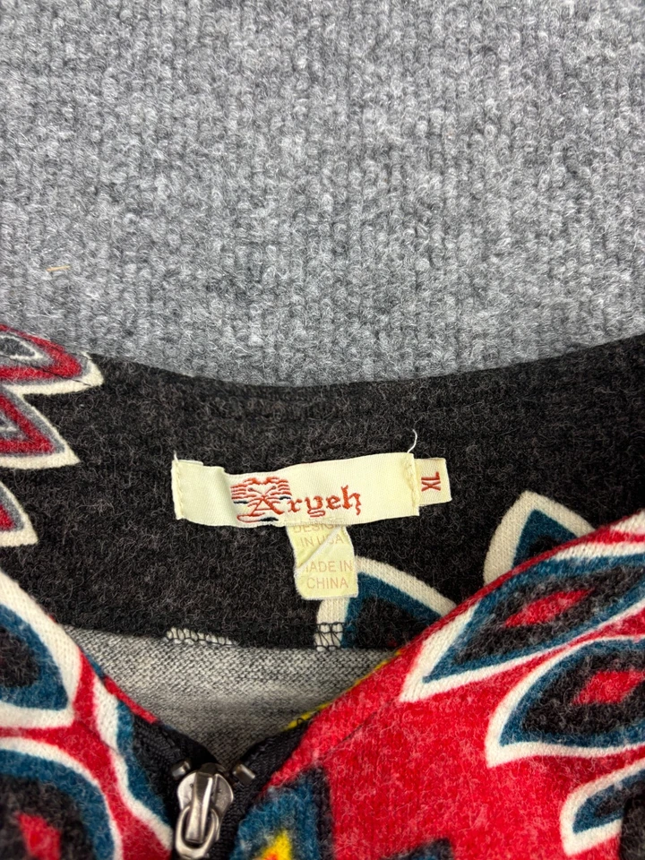 Vestido Suéter Aryeh Para Mujer XL 1/2 Cremallera Manga Larga Boho Geo Estampado Tejido Foto 2 de 4