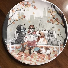 Pier 1 Imports Lazy Dog Sunday in the park 9in plate