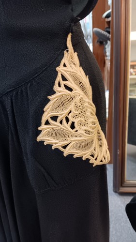 Vestido Negro Pequeño Rayón Años 30 De Colección RARO Moda Originadores Gremio Etiqueta - Imagen 6 de 14