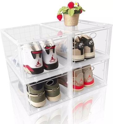 Stapelbar Klar Mehrzweck Staubdicht Schrank Schuh Organizer 4 Boxen Schuhregal
