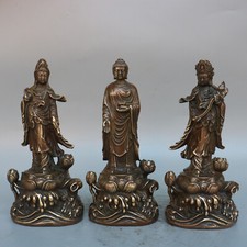 Collectible Chinese old copper hand carven Three western saints exquisite statue