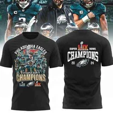 Philadelphia 2024-25 Eagle 2X Super Bowl Champions LII LIX T-Shirt Gift S-4XL