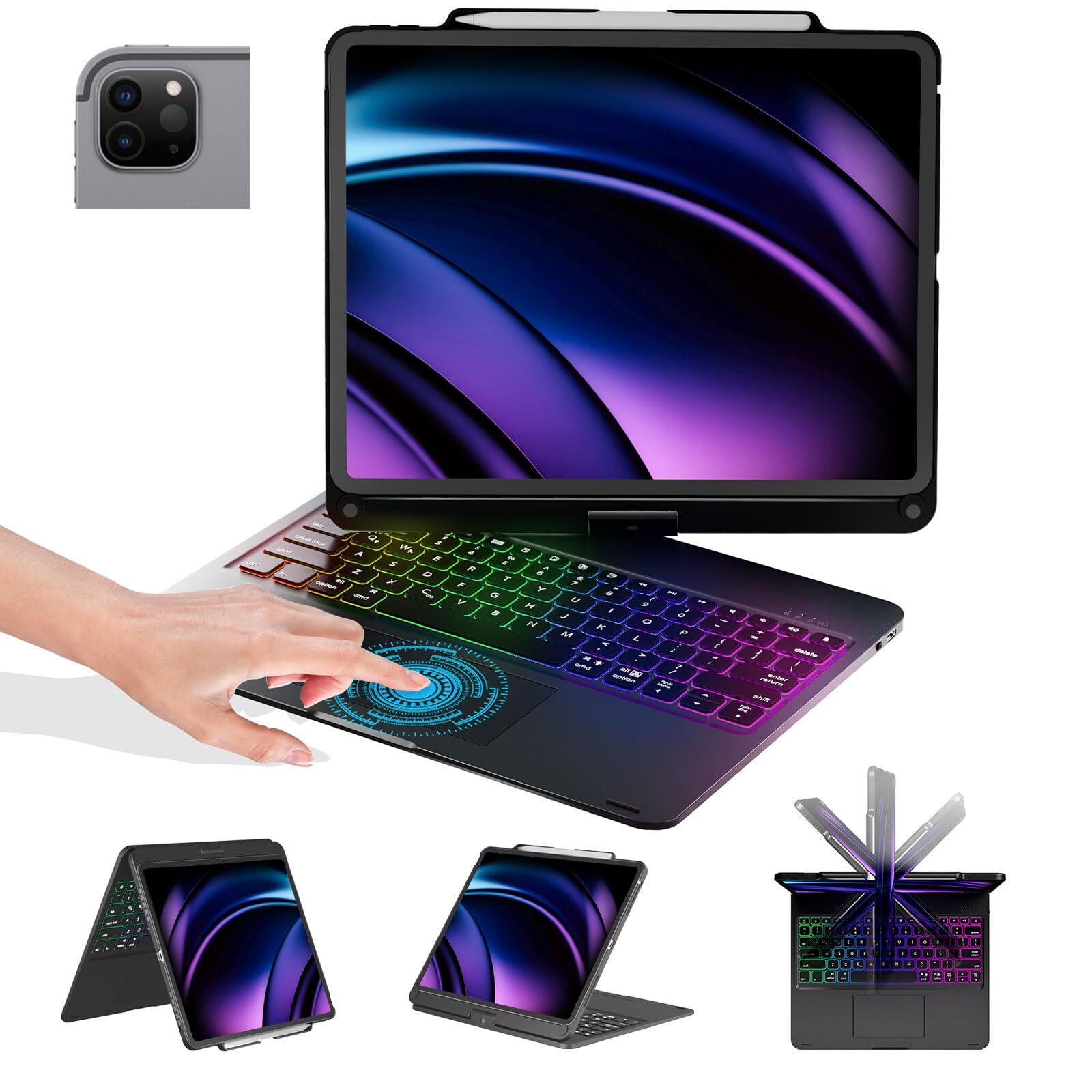 2022 iPad Pro 12.9 6th Gen Case with Keyboard and Touchpad, Compact Design-image