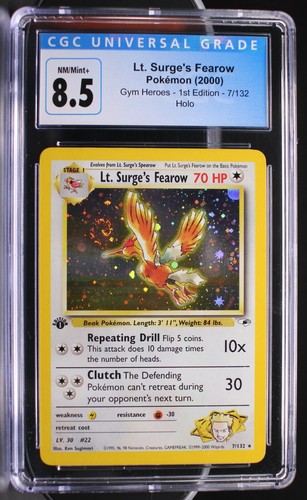 Pokemon ~ Gym Heroes ~ Lt. Surge's Fearow ~ 1. Edition ~ CGC 8.5 ~ NM/MT+