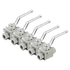 5PCS 1/2" NPT Hydraulic Ball Valve 7250 PSI 3 way Steel