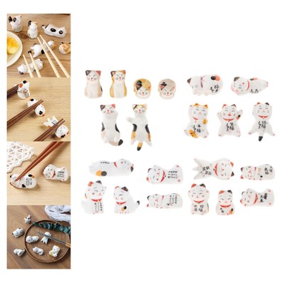 Keramik Mini Lukcy Katze Gabel Löffel Rest Essstäbchen Ständer Halter für Dekor