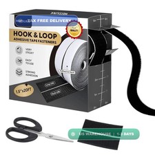 20Ft x 1 Inch Hook and Loop Tape Strips with Adhesive, Heavy Duty Sticky Back Ny