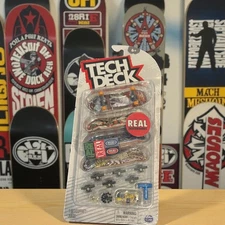 Tech Deck Real Skateboards Fingerboards 4 Pack with Tool New In Package