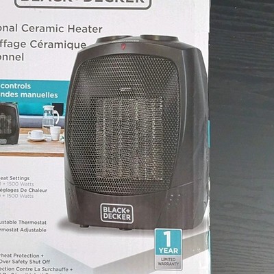 BLACK+DECKER BHDC201 Personal Ceramic Heater Black 750/1500W Dial Controls