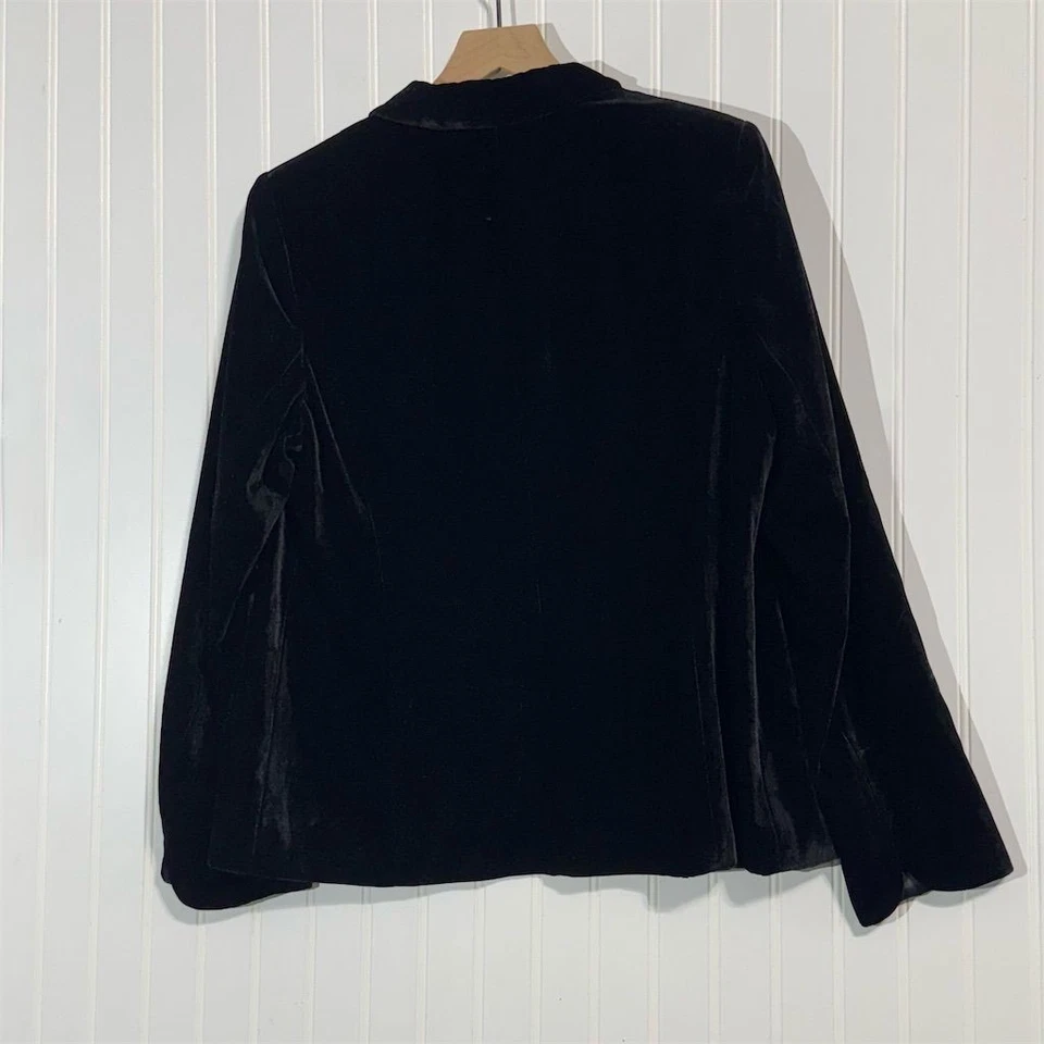 Blazer Max Mara veludo preto mistura de seda vintage botão único feito na Itália Lux - Imagem 3 de 4