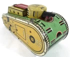 Vintage 1930s Marx Toys-WWI Sparkling Doughboy, Wind-Up Tin Lithograph Army Tank