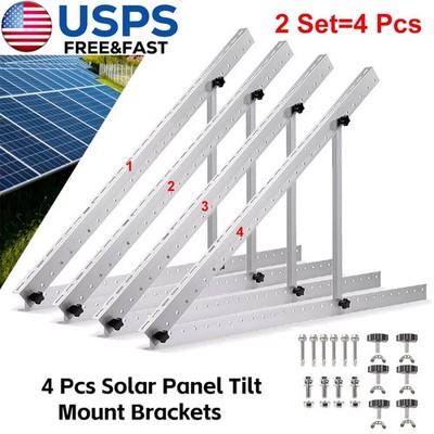 4 Pack 28in Adjustable Solar Panel Tilt Mount Brackets for Roof RV Boat Off-Grid