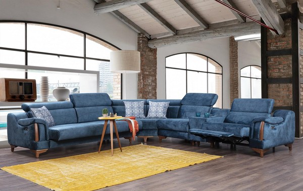Luxus Textil Ecksofa L Form Stoff Modern Couch Wohnzimmer Design MöBel-image