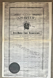 Copy of 1907 Oklahoma Anti Horse Thief Association Charter Identified