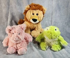 Warmies Heatable Weighted Stuffed Plush Animals Lot Of 3 - Lion Frog Pig
