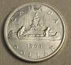 1963 CANADIAN SILVER DOLLAR ELIZABETH II, HIGHER GRADE, .800 silver BU Proof