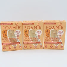 Foamie Exfoliating Shower Bar Soap Apricot Seeds & Shea Butter 3 Pack 2.8 oz Ea