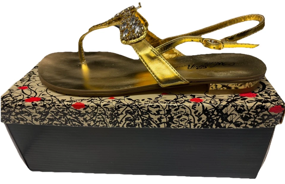 Nuevo en caja Tanga Libélula Estrás Oro Rosa Salvaje Eslinga Espalda Tirantes Sandalia Tacones 6.5 Foto 2 de 4