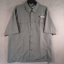 Habit Mens Gray Fishing Button-Down Shirt Size Large UPF Solar UV Protection