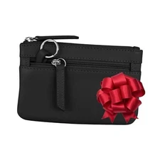  Mini Leather Coin Purse, Compact Design with Key Ring and RFID Black