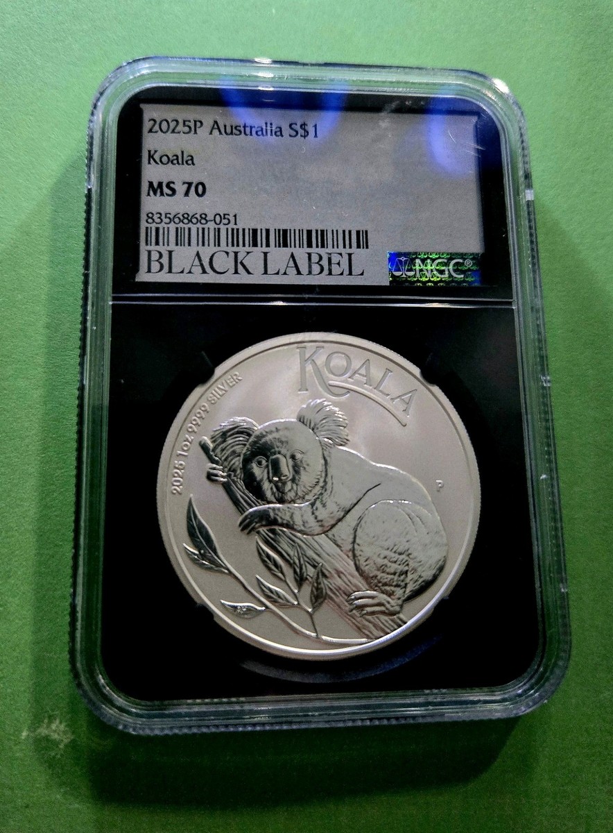 2025 P $1 .9999 1 oz AUSTRALIA KOALA NGC MS70 BLACK LABEL SUPER