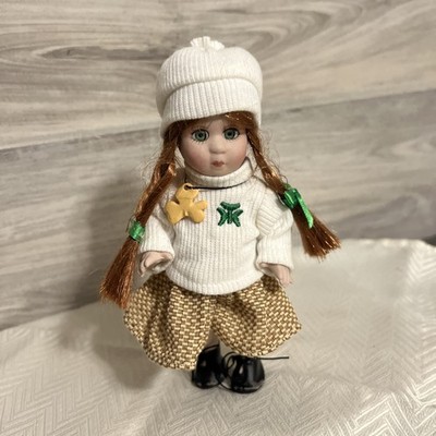 RARE Alberon Keena Irish Porcelain Collector Doll 7  Shamrock Sweater Vintage