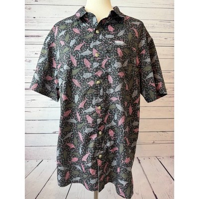 Columbia PFG Button Down Shirt Mens Large Tribal Fishing Vented Tropical Fish