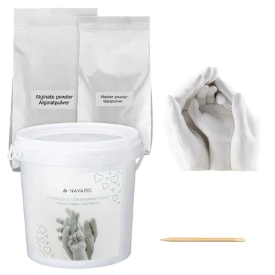 NAVARIS 3D Abformset Gips Familie Hände XL Set Gipsabdruck Abdruck Fuß Hand Handabdruck