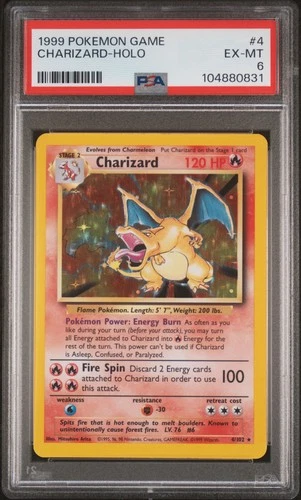 1999 POKEMON BASE SET UNLIMITED #4 CHARIZARD-HOLO PSA 6
