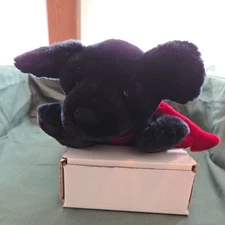 VTG Russ Berrie GINGER Black Lab Dog #4488 Plush Stuffed Toy Animal Attached Tie