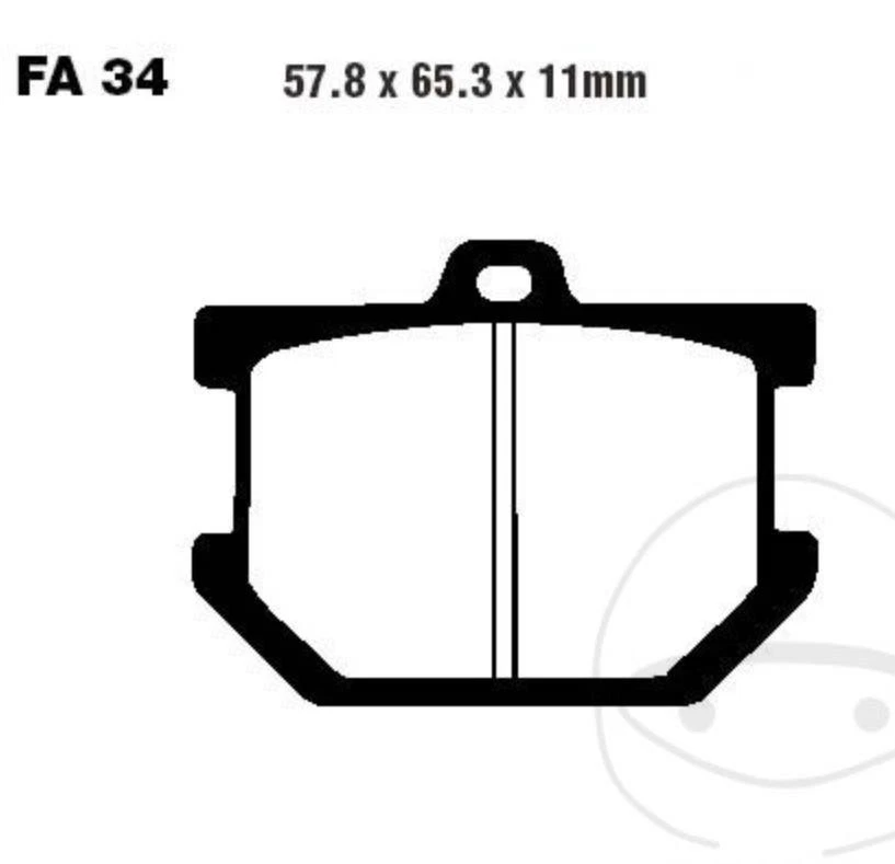 EBC Garnitures De Frein FA034 pour Yamaha XS XV 250 360 400 500 650 750 850 1000 - Photo 2/3
