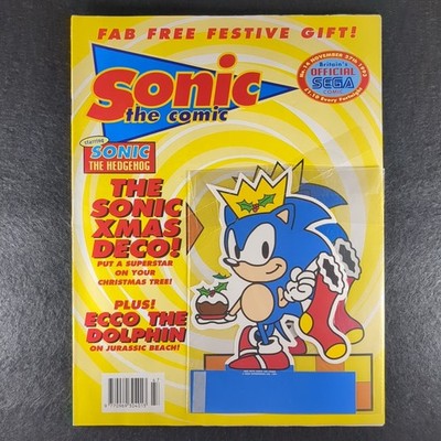Fleetway Sonic the Comic UK #14 - Very HTF w/ Sonic Christmas Ornament Attached!