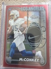 2024 Topps Chrome Ladd McConkey Rookie Relics Red Refractor /5 SWOOSH Chargers🔥