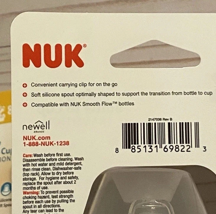 Taza Nuk Active Sippy (2) 8M+ Silicona Suave Caño Botella a Taza Transición 10oz Foto 4 de 4