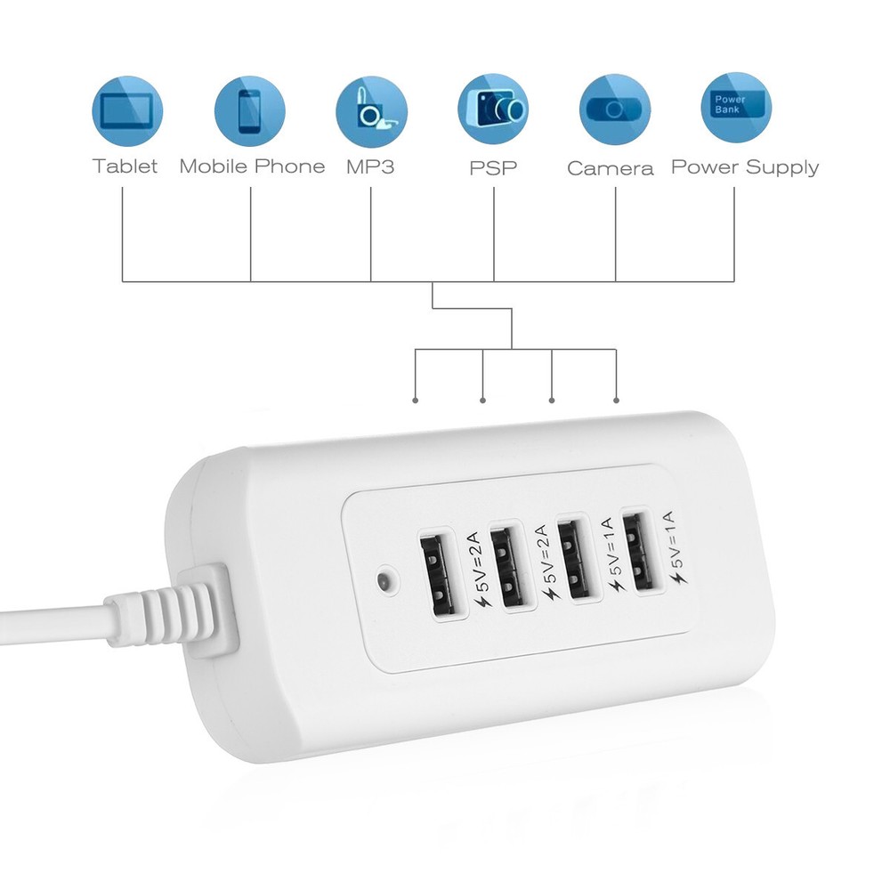 4-Port USB Wall Charger Fast Charging Station for Phones & Tablets
