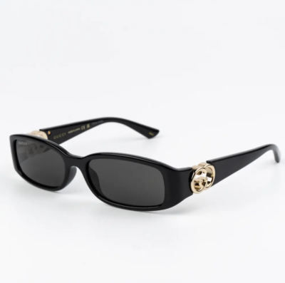 NEW Gucci GG1661S 001 Black Grey Rectangle Unisex Sunglasses