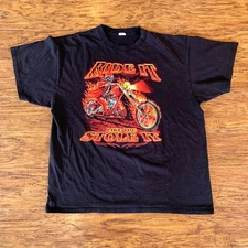 Delta Pro Weight Ride It Like You Stole It Flaming Skull Motorcycle T Shirt M