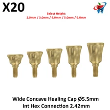 20x Dental Prosthetic Wide Concave Healing Cap Ø5.5mm Int Hex Connection 2.42mm