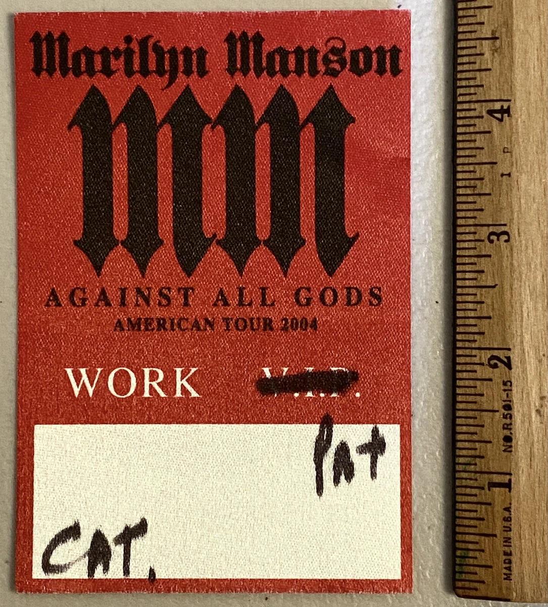 2004 Marilyn Manson Against All Gods Real USED Working Backstage All Access Pass