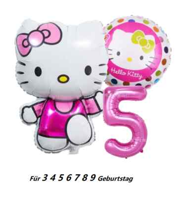 Hello Kitty Folienballon Kitty 3x Set Ballons Zahl 3-9 Pink Mädchen Geburtstag