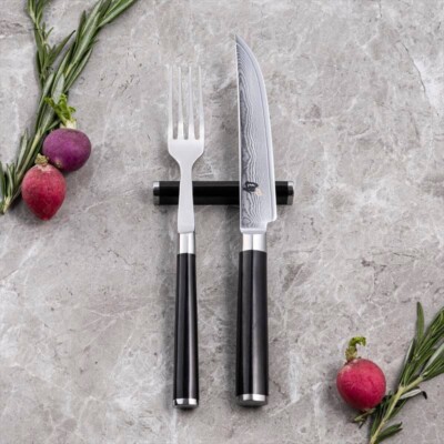 Kai Shun Classic Steak Knife & Fork Wave blade Stainless Steel Damascus cutlery