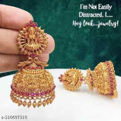 Gold Plated Small Jhumka Earrings Gold 925 Silver Yellow Gold Plated Cubic Zircon Diamond Jhumka Earring main image 3