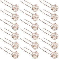 WILLBOND 18 Pcs Pearl Hair Pins Bridal Wedding Hair Accessories Crystal Bobby...