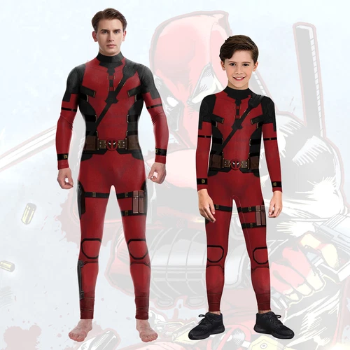 Erwachsene Kinder Wolverine Deadpool Kostüm Superheld Cosplay Overall Halloween Party - Bild 7 von 15